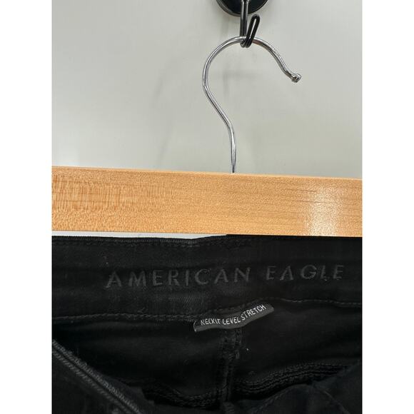 American Eagle AEO Jeans Women 4 SHORT Black Jeggings Zip Fly Cotton Blend Denim - Picture 5 of 9
